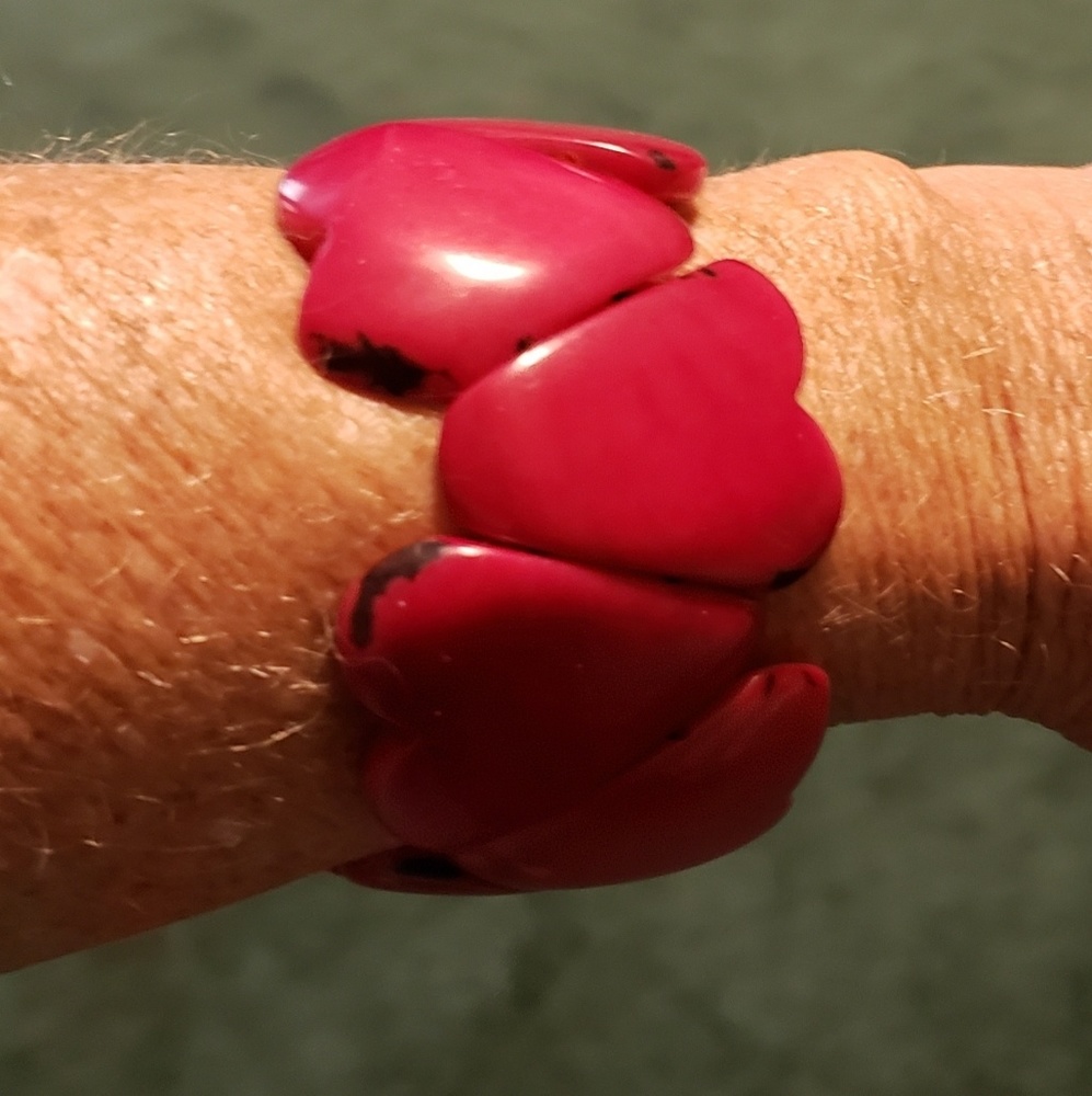 Pink Heart Shaped Tagua Bracelet